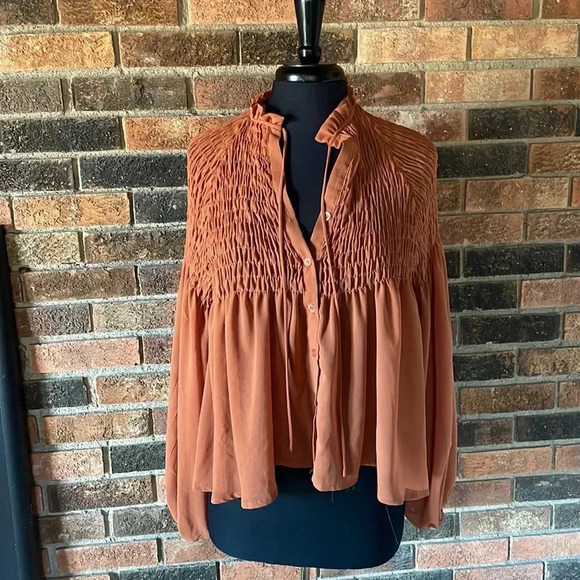 Orange Sheer Top M‎ - Picture 1 of 5